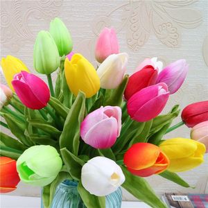 Декоративные цветы 10 шт -лампочки тюльпаны латексные тюльпаны Цветочные искусственные букет. Фальшивое свадебное украшение
