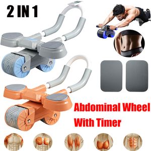 Sit Up Benches 2 In 1 Belly Wheel Abdominal Wheels with Pad Push-up Flat Muscle Stretch Roller Support Digital Counter Mute Abdominal Exerciser 230620