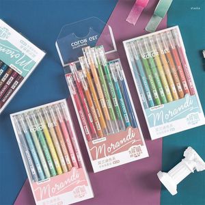 9pcs/pack Morandi Color Neutral Pen Set 0.5mm Student Hand Account Journal Diary Multi-color Water 4 Styles
