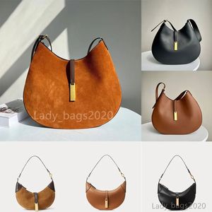 Suede Leather Polo Mini Crescent Bag in Coffee