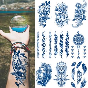 Geçici dövmeler 50pcs meyve suyu mürekkep gövde sanat dövmesi kalıcı su geçirmez çıkartma flaş kolu kaplan aslan ejderha moda sahte erkek kadın tatoos 230621