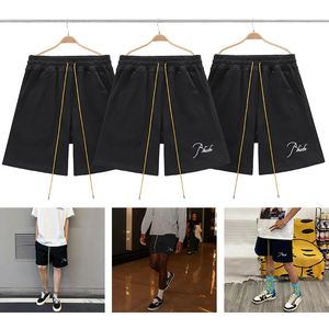 Человек черный дизайнер Rhude Emelcodery Shorts Shorts Beach Shorts Summer Sport Wear Men Jogger Short Pants US Size S-XL