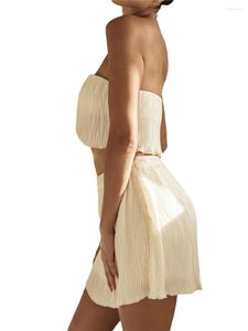 Платье с двумя частями женские сексуальные 2 наряды Set Ruffle Best Brap Top Top Mini юбка с высокой талией летняя уличная одежда (черный XL)