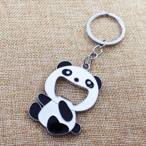 Anahtarlık Yeni Moda Panda Anahtar Mini Metal Hayvan Yolu Bir Şişe Açıcı Siyah ve Beyaz Araba Turbo Anahtar Zinciri Toptan Çanta