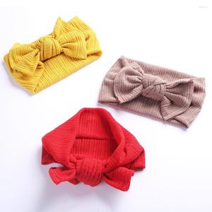 Saç Aksesuarları Toptan 12 PCS Tığ Örgüsü Bebek Kız Kafa Bandı 3M-5T yünlü Yün İplik Bowknot Bantlar Sonbahar Kış Headwrap