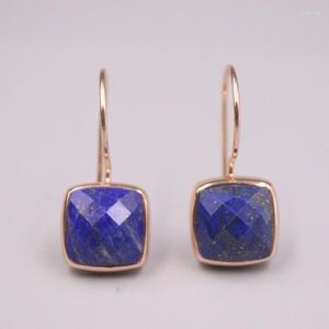 Dangle Küpeler Gerçek Gümüş 925 Kadınlar İçin Damla 2023 Kadın Kız Altın Kaplama Kore Mavi Kristal Lapis Lazuli Hook Hediye