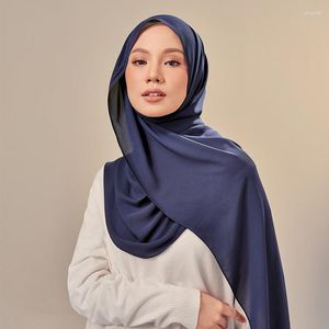 Eşarplar Sade Uzun Saten Hanik Slippy Kadınlar Eşarp Pürüzsüz Lüks Malezya Kadın Şal Müslüman 180 70cm