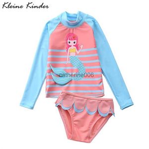 Çocuklar Denizkızı Mayo Takım UV UPF 50+ Uzun Kollu İki Parça Kızlar İçin Mayo Toddler Bebek Yüzme Giyim Plaj Giyim 1-9T L230625