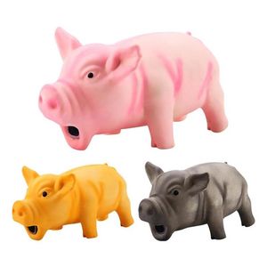 Brinquedo fofo de porco de látex grunhindo para animais de estimação mastigar dentes triturar brinquedos para treinamento de cães preto amarelo rosa animais de estimação cão apertar som brinquedo