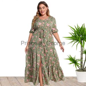 Vestidos casuais 2023 verão novo venda imperdível estilo europeu e americano plus size bohemia estampado vestido solto para mulheres x0625