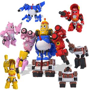 Transformation toys Robots 5pcs/set High Quality ABS Fun Larva Transformation Toys Action Figures Deformation Car Mode and Mecha Mode for Birthday Gift 230621