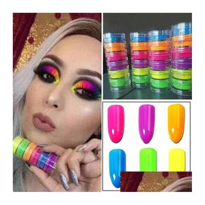 Göz farı göz farı tozu 6 renk 1 set floresan neon pigment güzellik kozmetik kozmetik tırnak sanatı desen teslimat sağlık makyaj gözleri DHHMQ