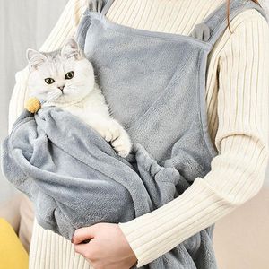 Cat Carriers Pet Carrier Apron Outdoor Travel Small Dogs Hanging Chest Bag Sleeping Pocket Winter Plush Pets Pouch