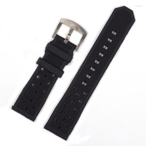 İzle Bantlar Her Özel Tasarım Deliği Versiyon Silikon Kauçuk Saat Banka Kayışları Siyah 22mm Silverblack Buckle Deli22