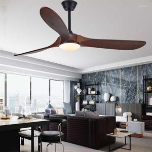 Ceiling Fans 2023 Solid Wood Fan Lamp Living Room Restaurant Electric Chandelier Integrated Retro Large Wind Frequen