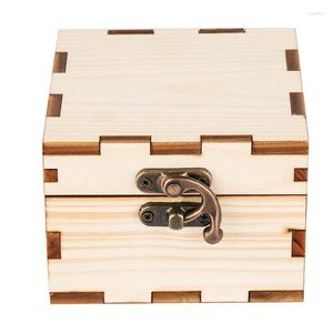 Смотреть коробки корпусы деревенскую деревянную коробку ретро бронзовый шлюз квадратный шлюз деревянные украшения 9,4 6,8 см Deli22