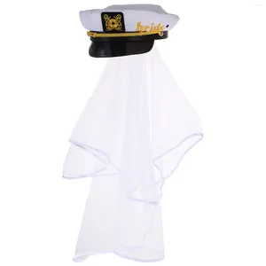 Bandanas lacivert şapka bandı perdesi gelin saç aksesuarı düğün baş parçaları gelinler kadın kaptan başlıkları plaj denizci