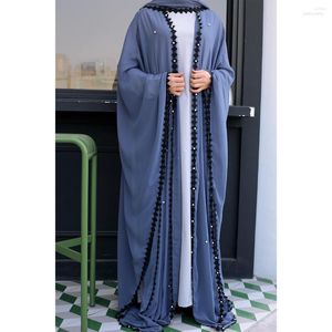 Etnik Giyim İslami Kadın Açık hırka Batwing kolu Dubai Müslüman Uzun Maxi Kokteyl Partisi Giyim Gevşek Abaya Robe Kaftan Jilbab Arap