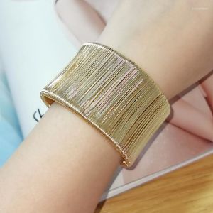 Bangle Gold Wire Bracelets Metal Open Big Cuff Bangles for Women Sloy Salay Party Jewelry 2023 UKMOCBANGE RAYM22