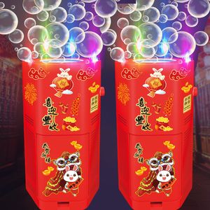 Новинка игр автоматический фейерверк пузырьковой машины с флеш -светильниками звуки для детей на открытом воздухе фестиваль вечеринки праздновать машины Bubble Maker 230625