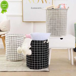 Waterproof Cotton Linen Foldable Laundry Hamper Organizer Bucket Clothes Toys Large Capacity Home Storage Basket