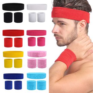 3PCs/set Mens Sports Headband Sweatband Stretch Elastic Outdoor Sport Sweat Headband Wristband Women Gym Running Tennis Headwrap