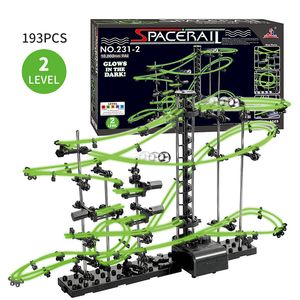 Diecast Model Araba 193pcs Roller Coaster Mermer Koşu Top oyuncakları Aydınlık Diy Kid Çocuklar için Çocuklar Hediye 230621