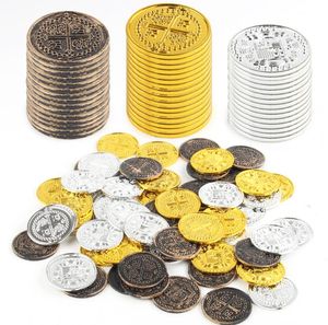 Pirate Coins İspanyol Doubloon Hunt Hazine Göğüs Oyuncakları Parti Favorisi Süslemeleri Bronz Altın Gümüş