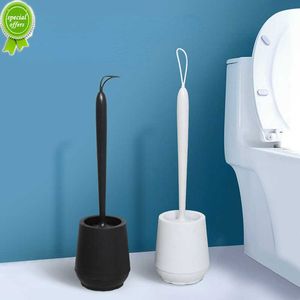 New Bathroom Black Toilet Brush Soft TPR Silicone Brush Head No Dead Corners Home Floor-standing Cleaning Brushes WC Accessories