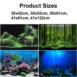 3D PVC Adhesive Aquarium Background Poster, Underwater World Fish Tank Backdrop, Ocean Sea Plants Background Sticker