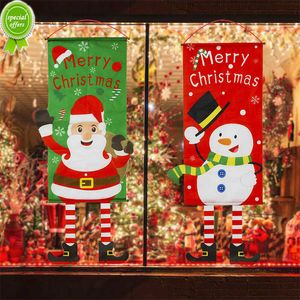 2023 Feliz Natal Porta da Varanda Banner Decoração Papai Noel Boneco de Neve Ornamento Pendurado para Casa Shopping Bar Xmas Navidad