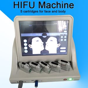 Equipamento de beleza para levantamento facial Ultrasound Machine HIFU Woman Skin Care Device Body Sliming com 5 cartuchos