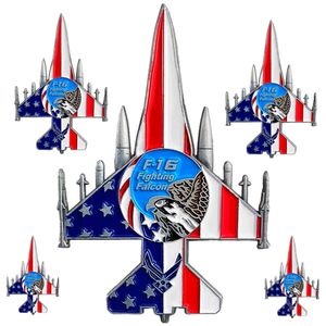 US Air Force F-16 Fighting Falcon Challenge Coin Military Aircraft Shaped Airman Gift Model Airplane