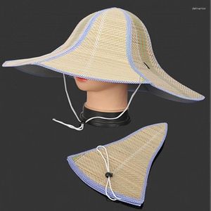 Gorro 1 peça Chapéu de Palha Dobrável Estilo Asiático Para Agricultor Praia Queue Up Builder Folha de Palmeira Unissex Aba Larga Panamá