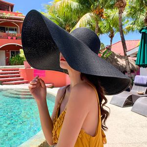 2022 Крупногабаритная шляпа от солнца с широкими полями, дорожная большая пляжная соломенная шляпа с защитой от ультрафиолетового излучения, женская летняя складная шляпа на дискетах, оптовая продажа