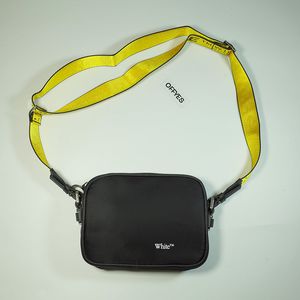 Logo baskı crossbody çanta siyah sarı endüstriyel kayış omuz çantası kadınlar erkekler yan askı çantası hype caddesi moda çapraz vücut haberci çanta