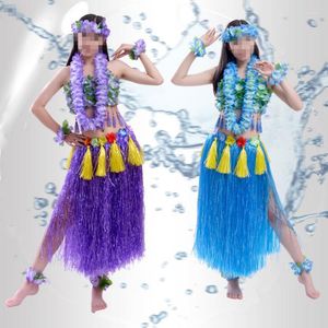 Parti Favor Kadın kızın Elastik Hawaiian Hula Dancer Çim Etek Ile Çiçek Kostüm Seti Doğum Günü Tropikal Süslemeleri