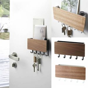 Hooks Rails Rack Storage Key Wooden Hanger Home Wall Vintage Hallway Space Saving Small Bedroom Door Back Decorative Room 230625