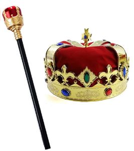 Новинка игры 2pcs Royal King's Crown Scepter Set Halloween Props Party Party Up аксессуар детской подарок 230625
