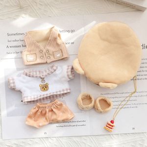 Doll Accessories 1 Set 20cm Doll Clothes Set Mini Overalls Hat Suits For Cotton Stuffed Dolls Toys Accessories Idol Doll Headwear Clothes Suit 230625