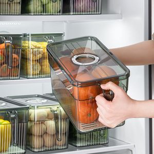 Depolama Şişeleri Kavanozlar Buzdolabı Kutusu Zamanlama Taze Buzdolabı Organizatör Sebze Meyve Konteynerleri Kiler Mutfak 230625