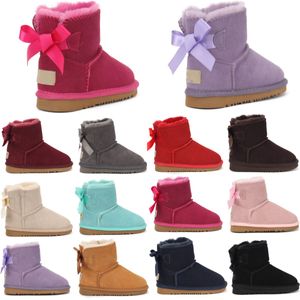 Mini Bailey Bow Avustralya Klasik Çocuk Uggi Botları Kız Bebek Ayakkabıları Kış Kar Ugglies Sneakers Designer II baby Kid Boot Youth wgg GS Kestane Kaya Gül Gri Siyah