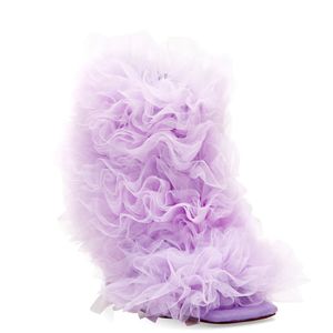2023 Kadın Bayanlar Orijinal Deri Satin Sandalet Yüksek Topuklu Yaz Peep-Toe Açık Şey Net Büyük Gül Çiçek Düğün Elbise Gladyatör Günlük fermuar Ayakkabı Boyut