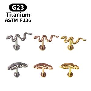 Stud G23 Labret Tragus Lip Rings Studs Helix Earring Piercings Shape For Snake Bees Feather Ear Studs Brincos Tragus 230626