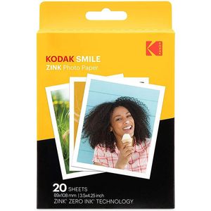 Kağıt orijinal premium kodak zink baskı fotoğraf kağıdı (3.5x4.25 inç ve 20 yaprak) Kodak Smile Classic Instant Faer