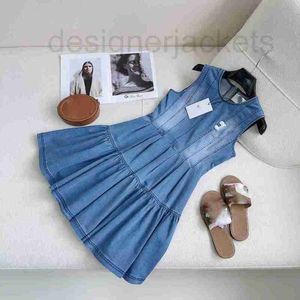 Basic Casual Dresses Designer 23 Summer New Girls' Sweetness and Age Reducing Denim Blue Arch Triumphal with Waist Closing Washing Technology Skirt Fofo SKUA