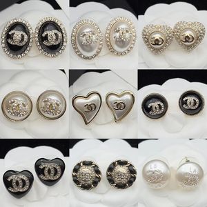 Модные дизайнерские серьги CC в форме сердца, корейское издание, серьги с натуральным жемчугом, брендовые роскошные серьги из серебра 925 пробы с кристаллами