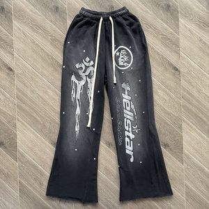 Hellstar flare siyah alev pantolon Yıkama eklenmiş spor rahat pantolon çan dipleri Artı Beden Pantolon SMLXL