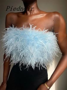 Женские майки Piednoir Fur Feather Sexy Corset Crop Tops For Women Party Fashion Bustier Cute Top Y2k Club Sexy Mini Fluffy Tops 230627