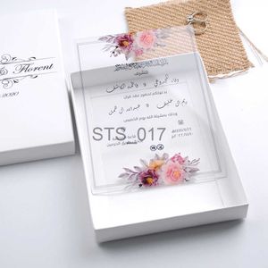 Вешалки стойки 0,5 мм PVC Custom Wedding Invitation Card за 15 лет прозрачная карта иврит.